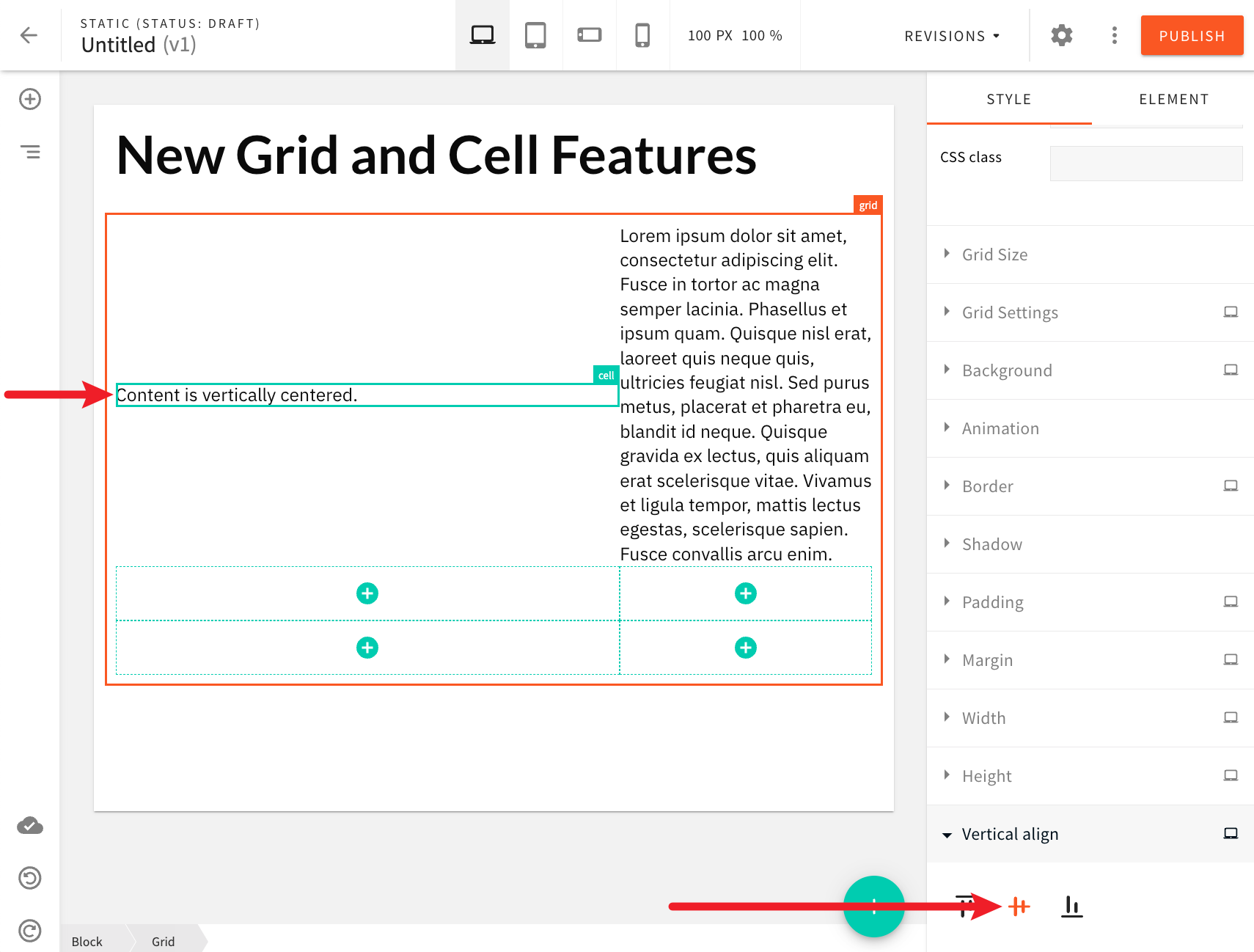 Vertical Centering Grid Cells Vertically Expanded